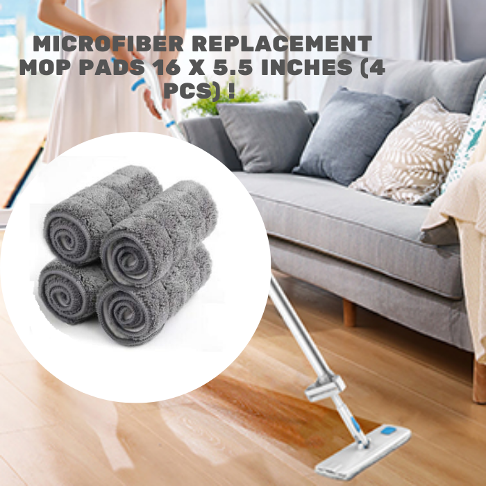 Microfiber Replacement Mop Pads 16 x 5.5 Inches (4 Pcs)